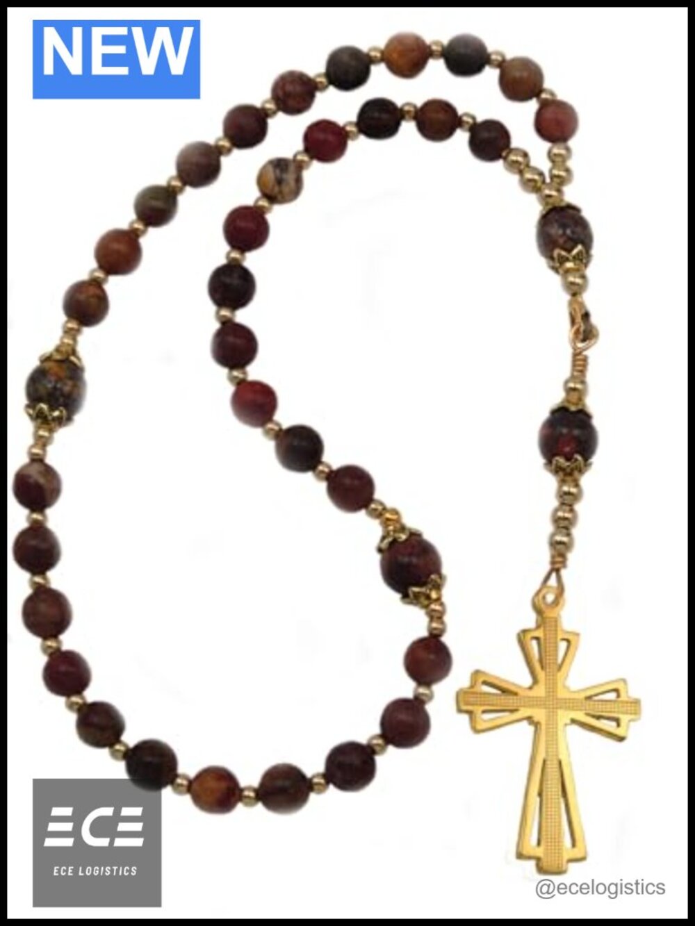 Handmade Orthodox Rosary Picasso Jasper Onyx Stainless Steel Cross Prayer